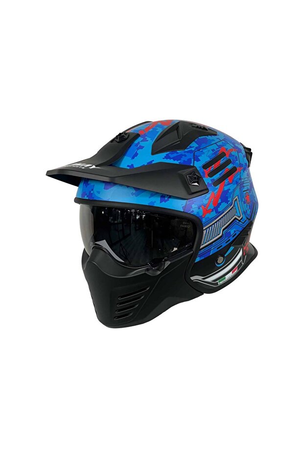 - FS-X2 TROOPER FULLFACE KASK - MAVİ KIRMIZI - LARGE BEDEN - 1
