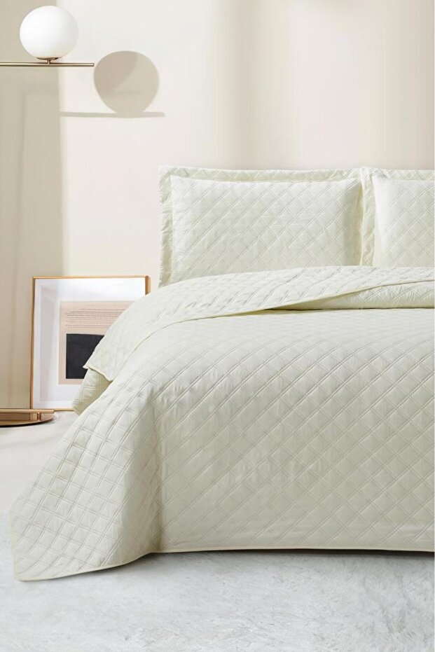 Zagreb Fiber Filled Double Size 240X260 cm Bedspread Cream