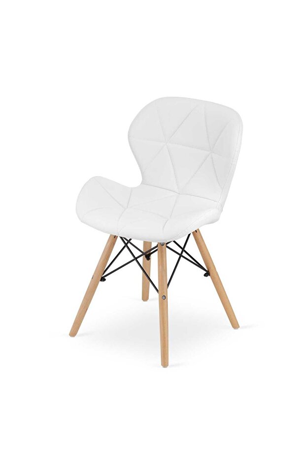Scandinavian style chair, Artool, Lago, eco-leather, wood, white, 47x38x73 cm - 3