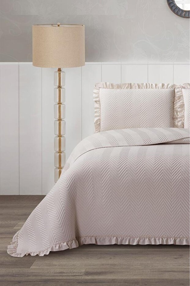 Dubai Fiber Filled Double Size 240X260 cm Bedspread Beige