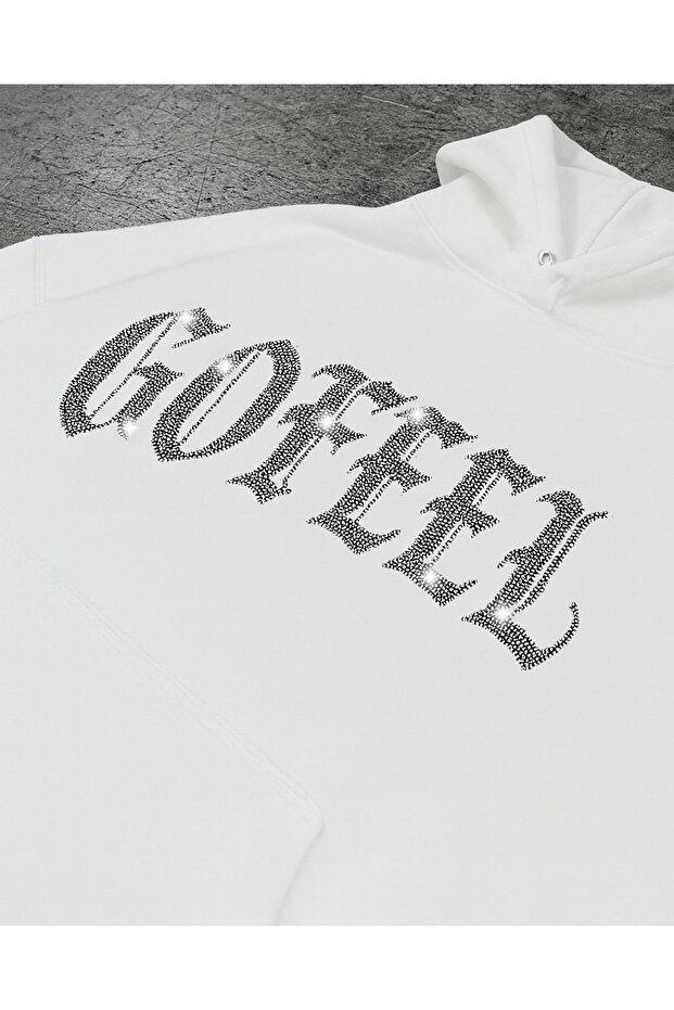 Unisex Oversize Glitter Stone Printed Sweatshirt