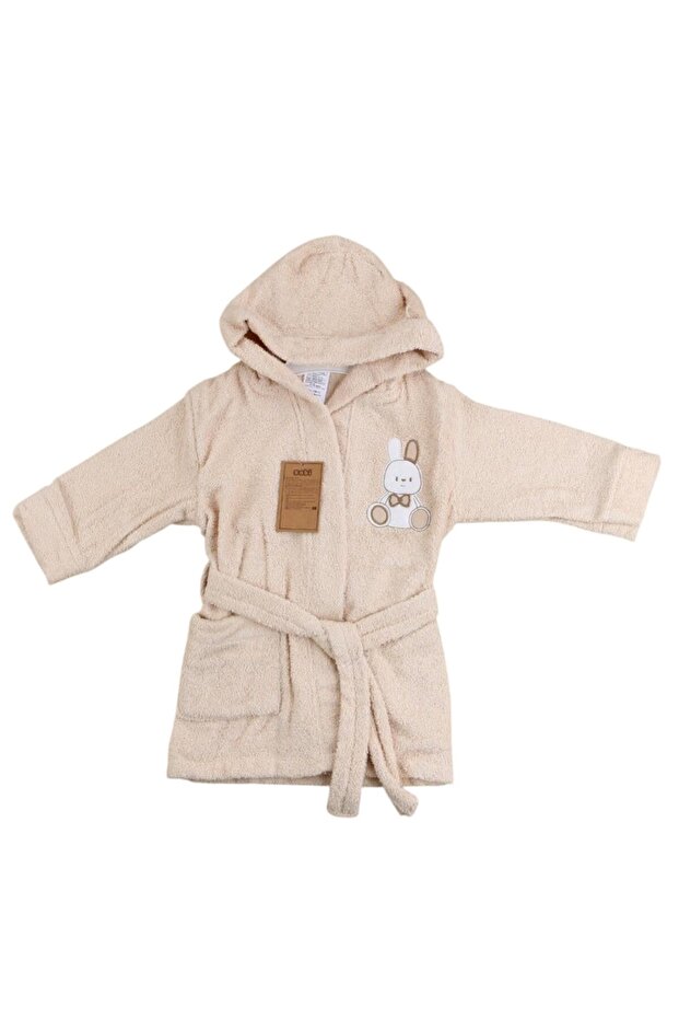 139 Patterned Baby Bathrobe Beige 2-3 Years