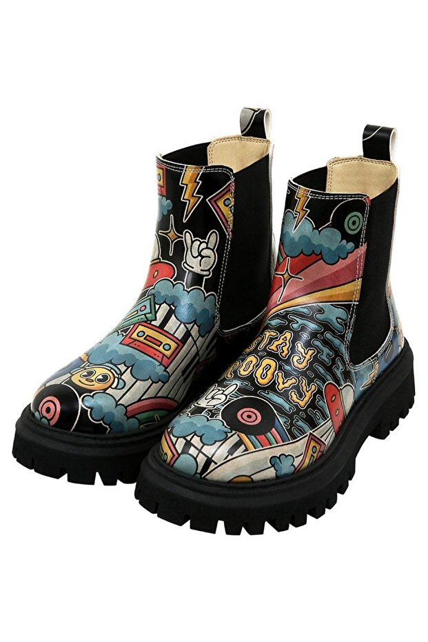 Women's Vegan Leather Black Ankle Boots - Stay Groovy Design