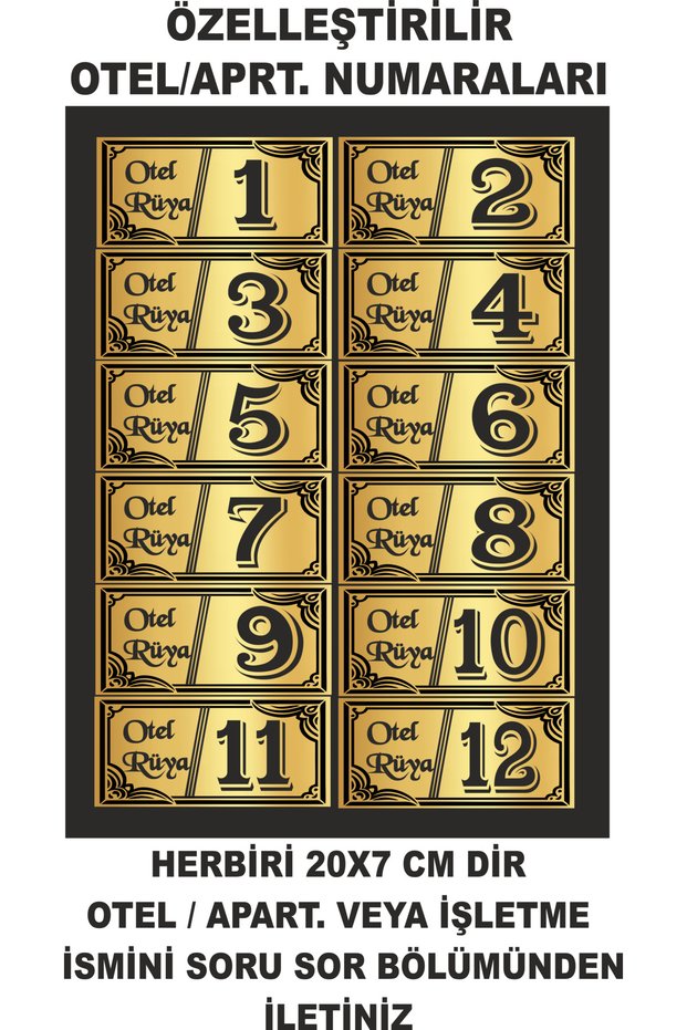 Customized Hotel/Apartment. The Numbers Are the Size of Each Product Is 15 X 7 cm with Double-Sided Tape.