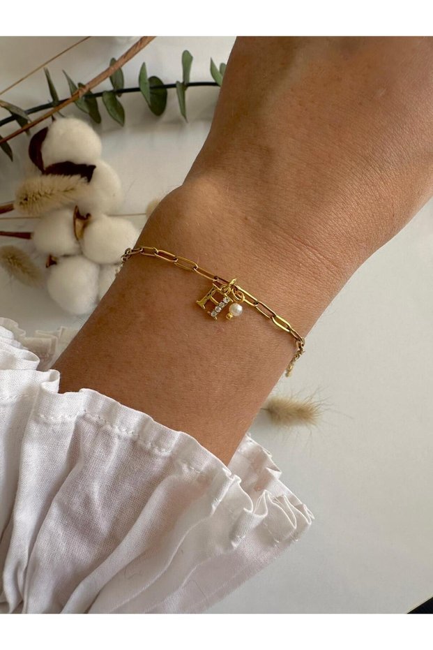Women's H Letter Charm Steel Bracelet – Tarnish-Free, Adjustable, Stylish Design