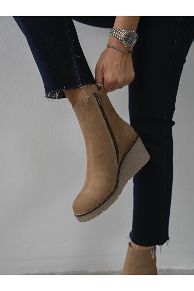 Nubia Camel Süet Hakiki Deri Kadın Bot - 3