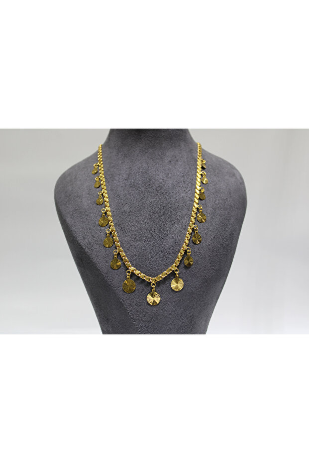 14 Ayar Altın Pullu Kolye - 3