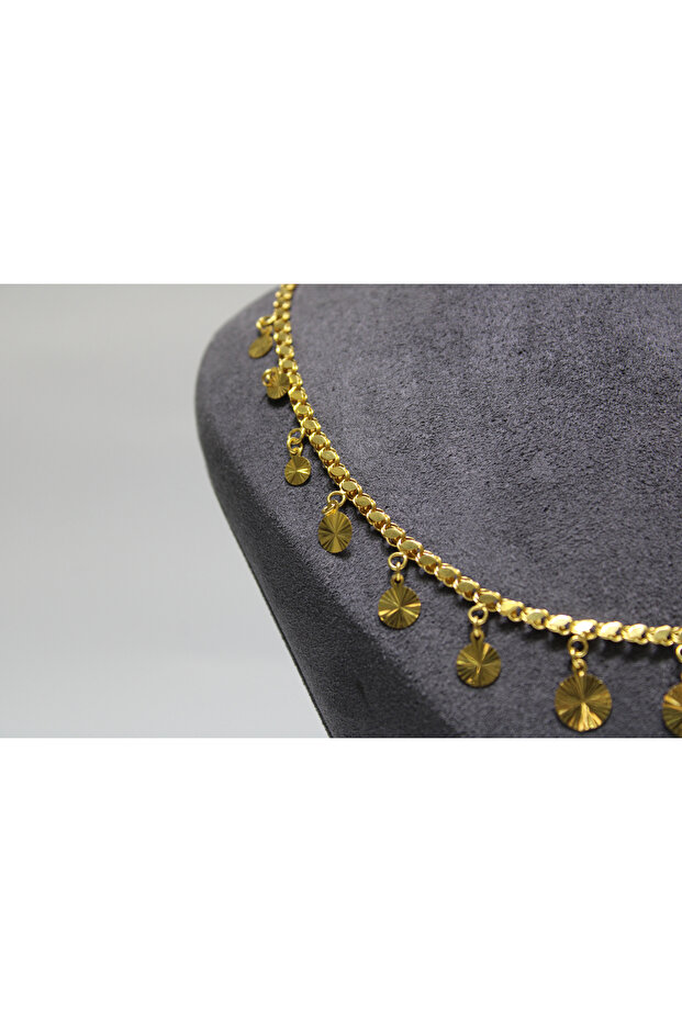 14 Ayar Altın Pullu Kolye - 4