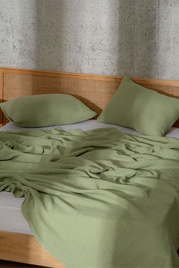 Müslin Yatak Örtüsü Ultra Yumuşak Yüksek Kaliteli 4 Kat Muslin Pike (Tek Kişilik (180x240 cm) - 6