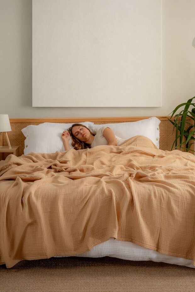 Muslin Bedspread Ultra Soft High Quality 4 Layers Muslin Pike (Single Size (180X240 cm)