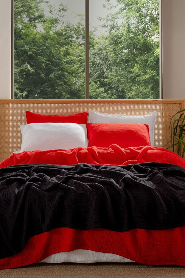 Müslin Yatak Örtüsü Ultra Yumuşak Yüksek Kaliteli 4 Kat Muslin Pike (Tek Kişilik (180x240 cm) - 4