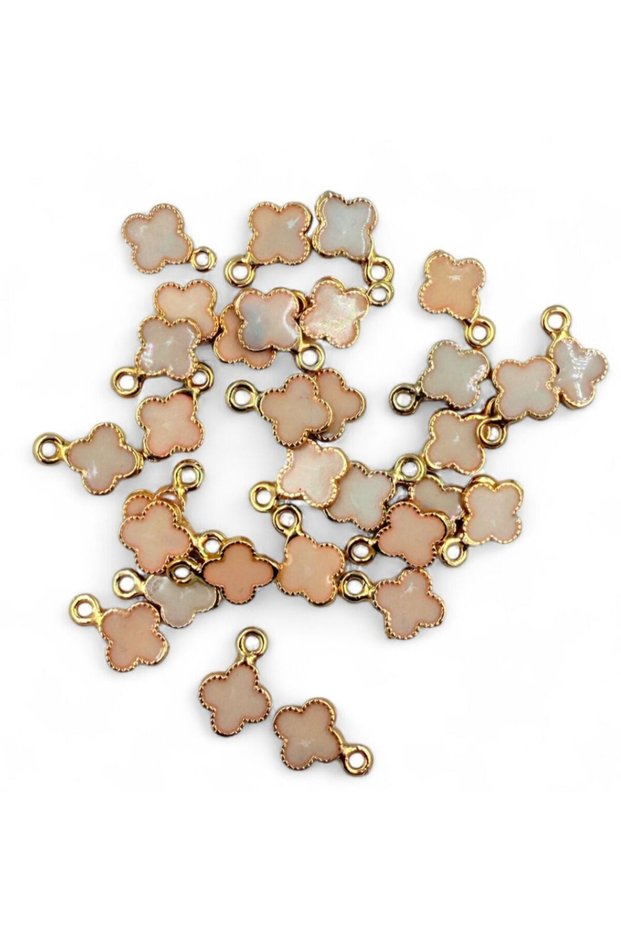 10 Pieces Non-Tarnishing Single Handle Cream Color Clover Pendant Earring Tip Jewelry Supplies