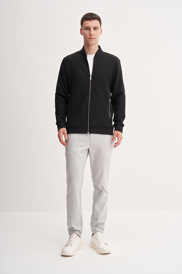 Jakar Yan Pocketed Thick Fabric Regular Fit Premium Coll. Collar Sweat Cardigan-53545