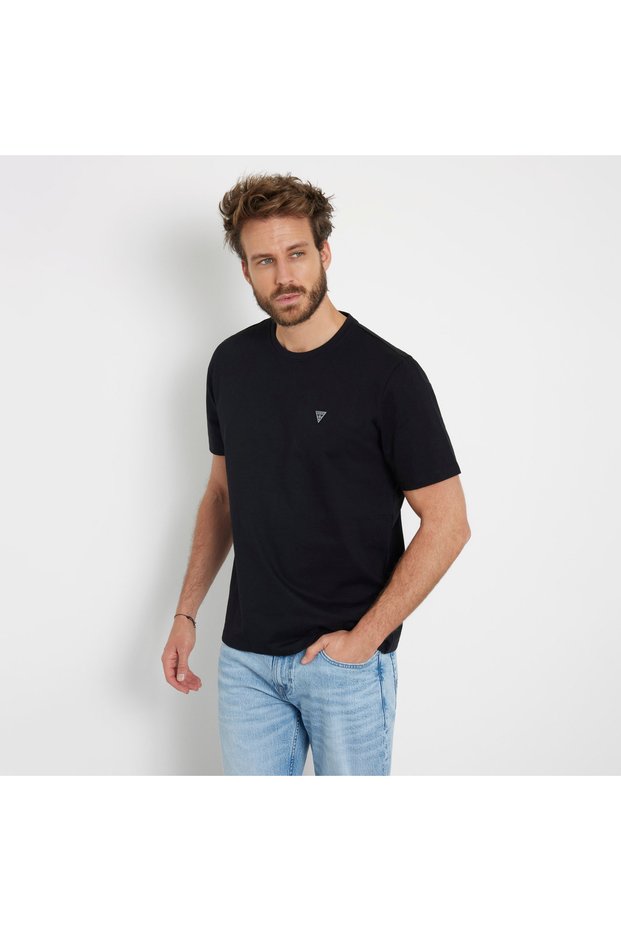 Patch Regular Fit Erkek Siyah T-Shirt