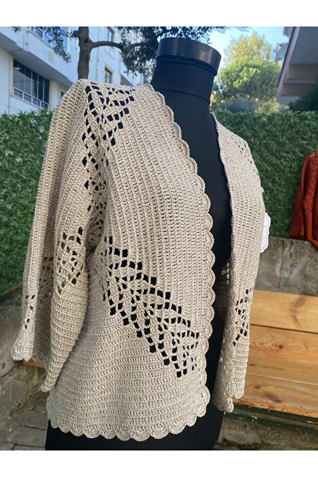 altıgen model örme hırka - 5