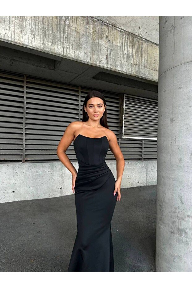 Scuba Black Evening Dress Formal