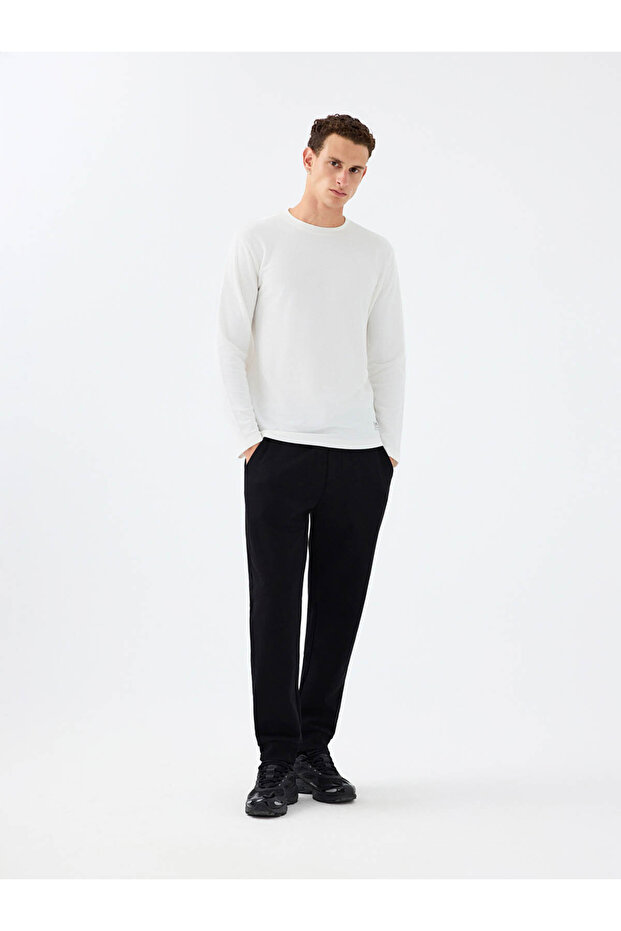 Регулярний крій Біла чоловіча футболка з довгими рукавами Lf2040679 - 2