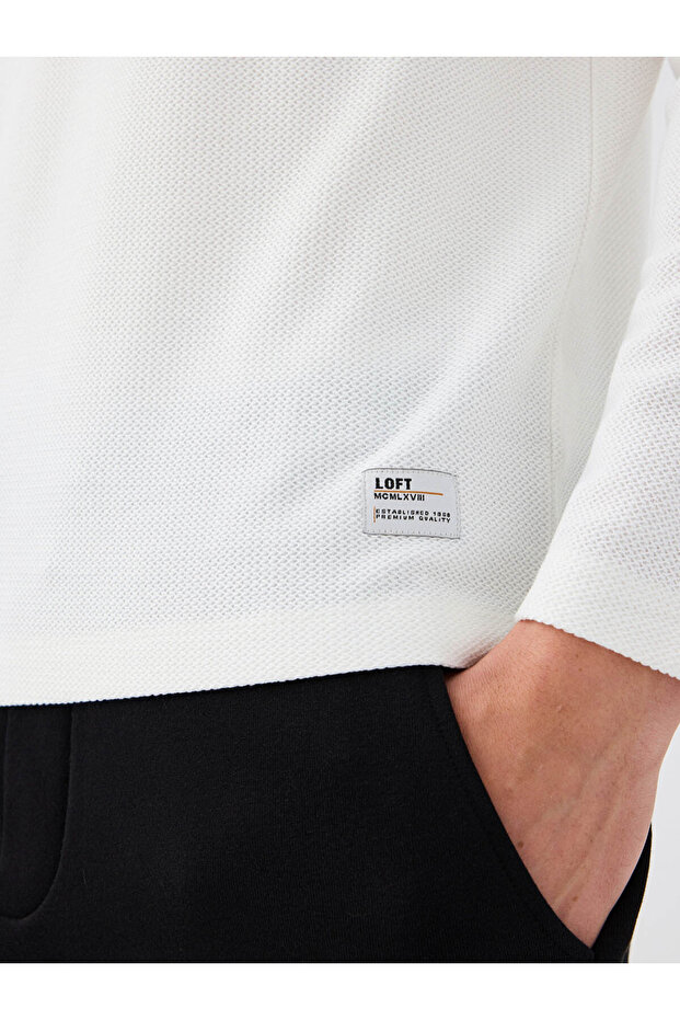 Регулярний крій Біла чоловіча футболка з довгими рукавами Lf2040679 - 5