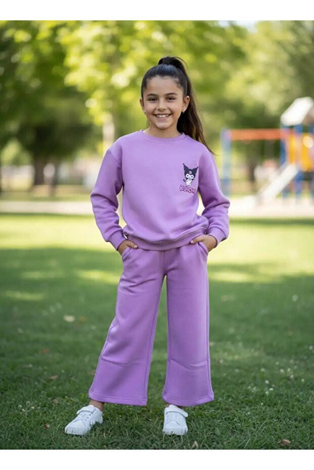 Girl's Kuromi Printed Thick Tracksuit Set