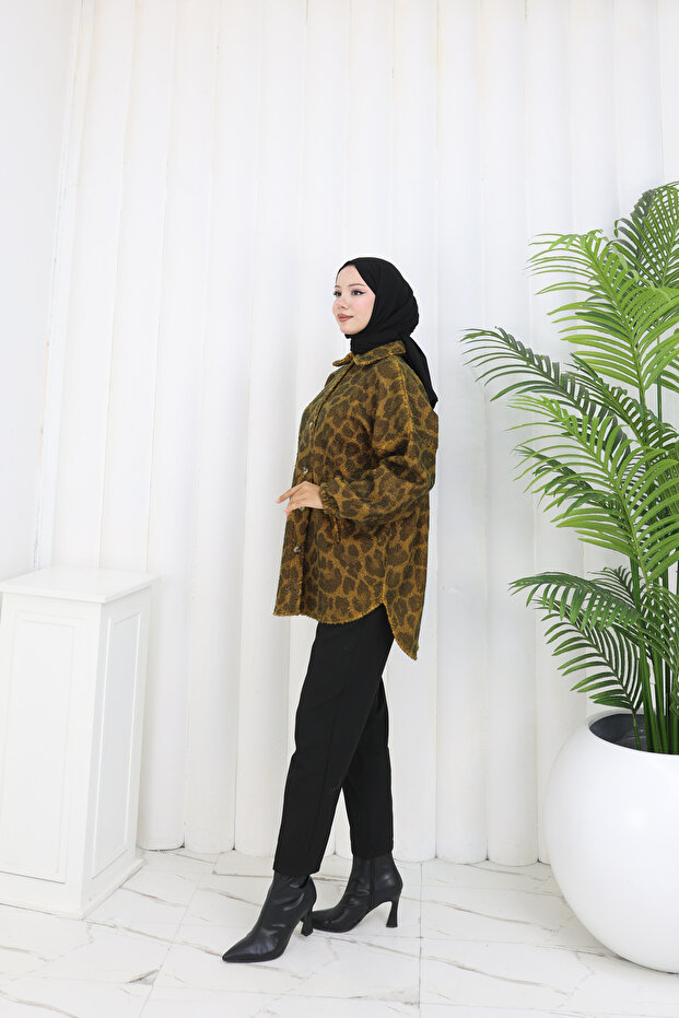 سترة من قماش بوكليه بنقشة الفهد - 5