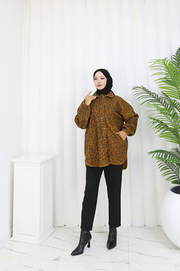 سترة من قماش بوكليه بنقشة الفهد - 5