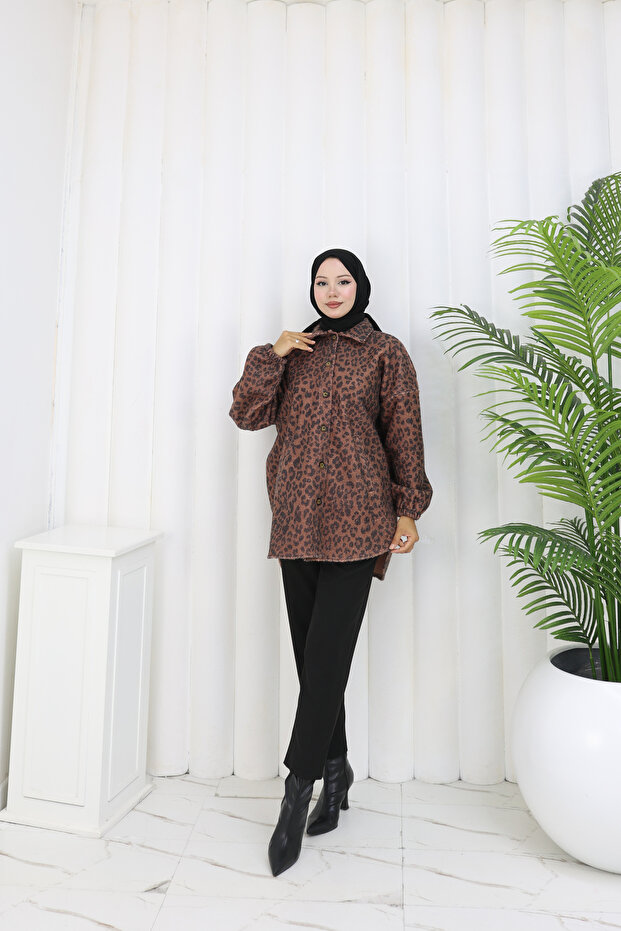 سترة من قماش بوكليه بنقشة الفهد - 4