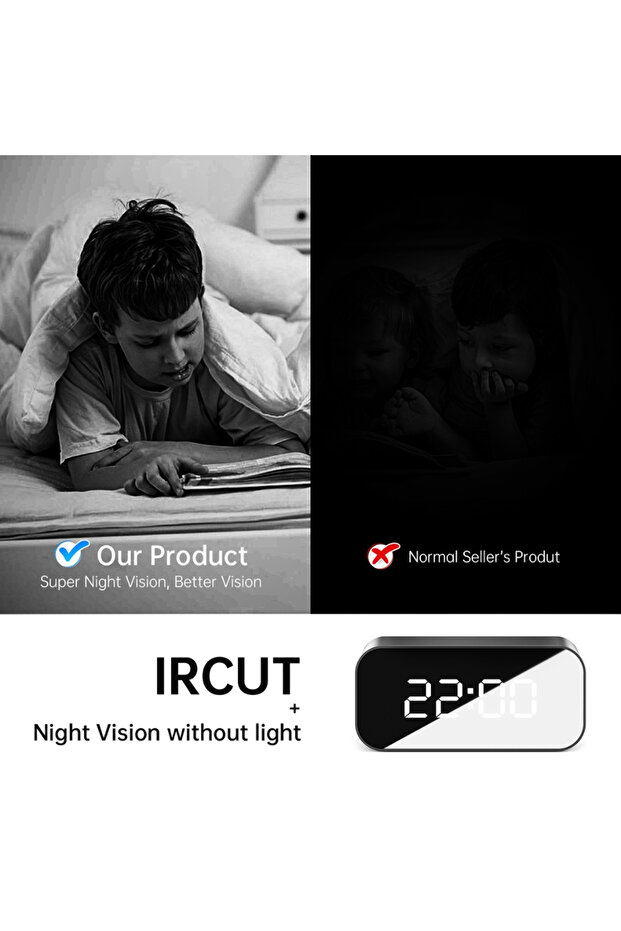 4K IP Camera in Office Clock, Wi-Fi, with Motion Detection, Night Vision, App Control - 10