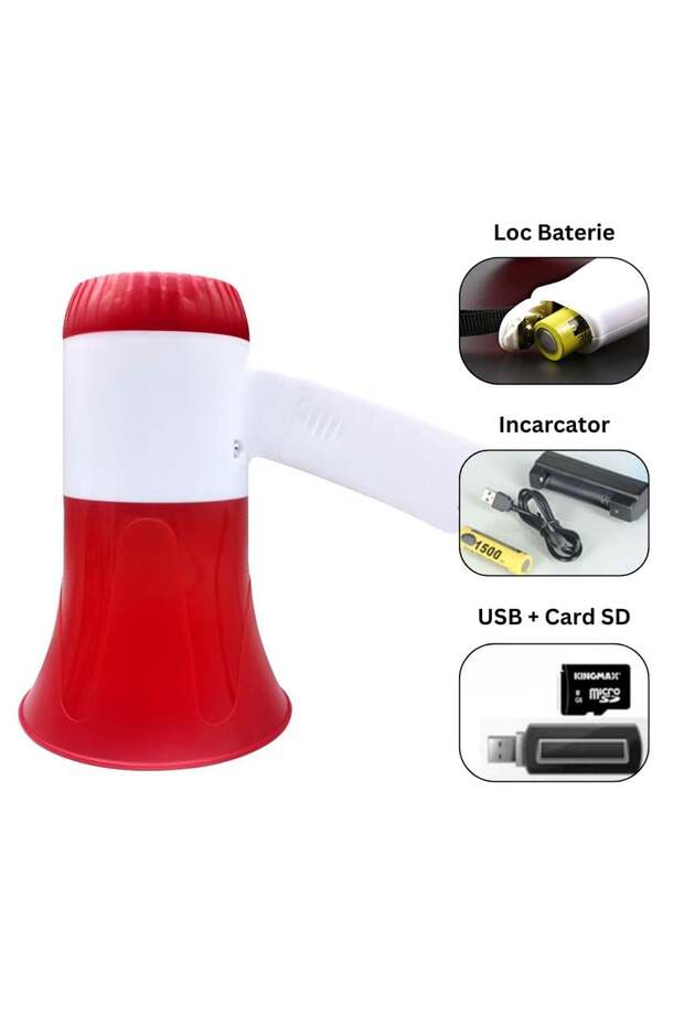 Powerful and Portable Loudspeaker Megaphone with Microphone, Recording, Battery and Bluetooth, Siren - 4