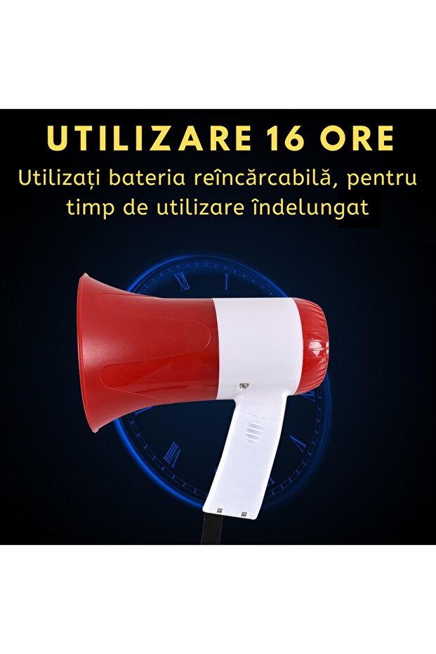 Powerful and Portable Loudspeaker Megaphone with Microphone, Recording, Battery and Bluetooth, Siren - 6