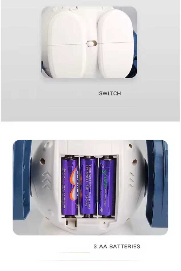 Ses Kontrollü Robot | 360° Hareketli LED Işıklı Akıllı Oyuncak Robot - 4