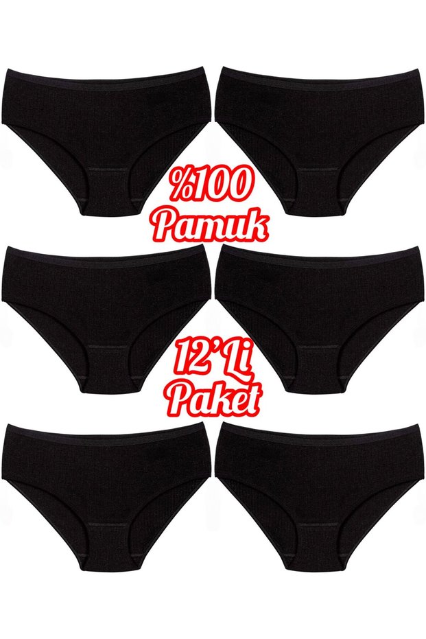 12-Piece Economical Package 100% Cotton Striped High Waist Women's Bato Panties Ozt12102