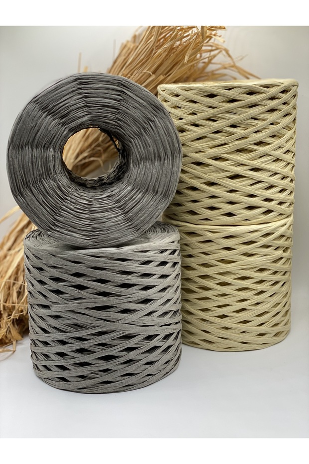 4 قطع من خيوط الرافيا (800 جرام) خيوط ورقية لصنع الحقائب، خيوط للقبعات، خيوط للنعال، خيوط طبيعية من الرافيا - 1