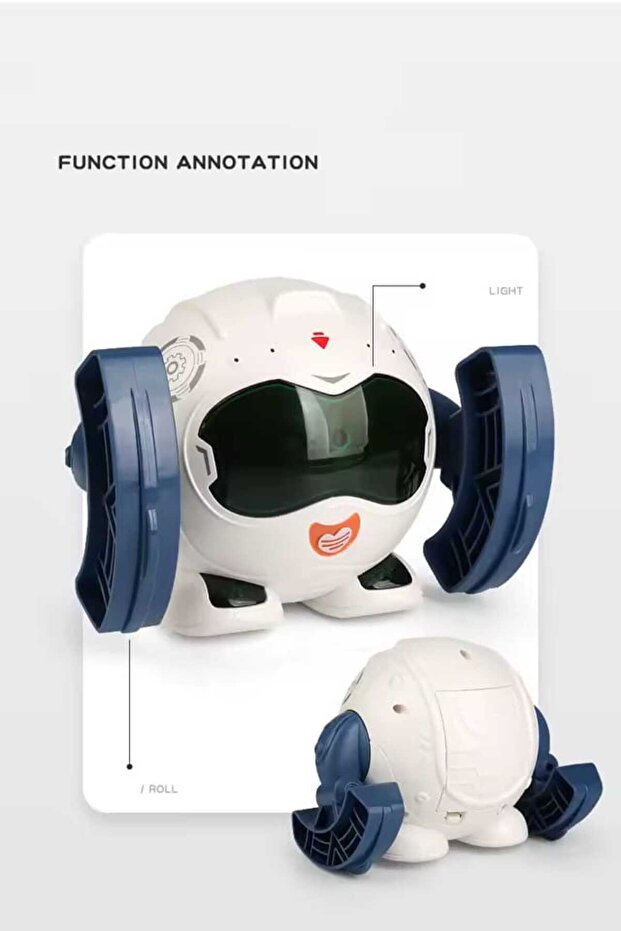 Ses Kontrollü Robot | 360° Hareketli LED Işıklı Akıllı Oyuncak Robot - 3