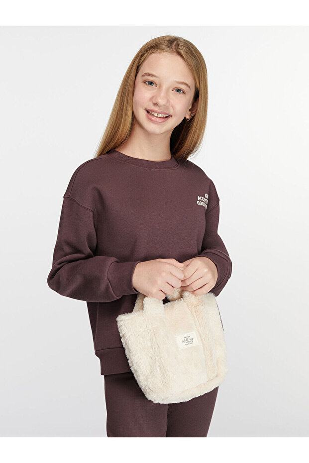 Beige Plush Girl's Shoulder Bag