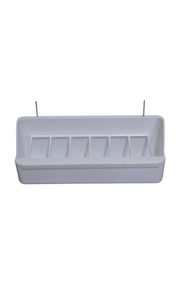 Long White Feeder Bowl 6 Compartments 1 Piece