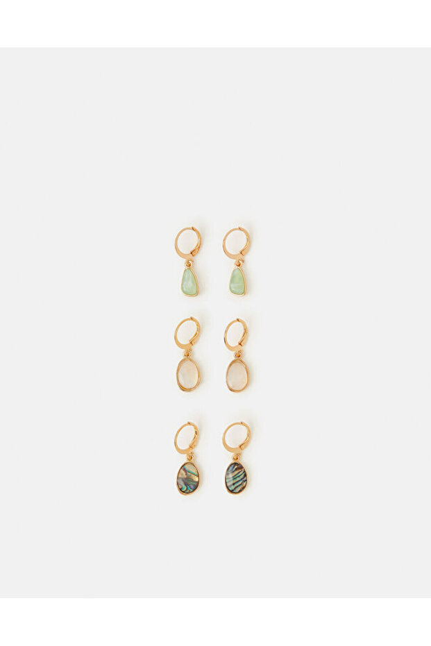 3 X MINI STONE HOOP DROPS Pastel Multi - 2