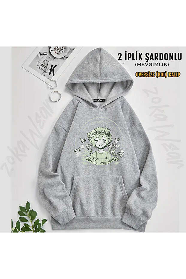 Omori My Thoughts Will Follow You into Your Dreams Basil Printed Hoodie (2 Thread)