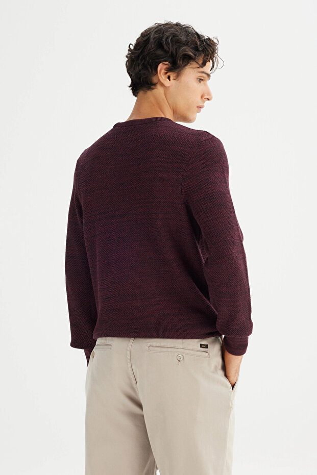 Pamuklu Regular Fit Bisiklet Yaka Logolu Kazak Erkek KAZAK L2520364 810 - 5