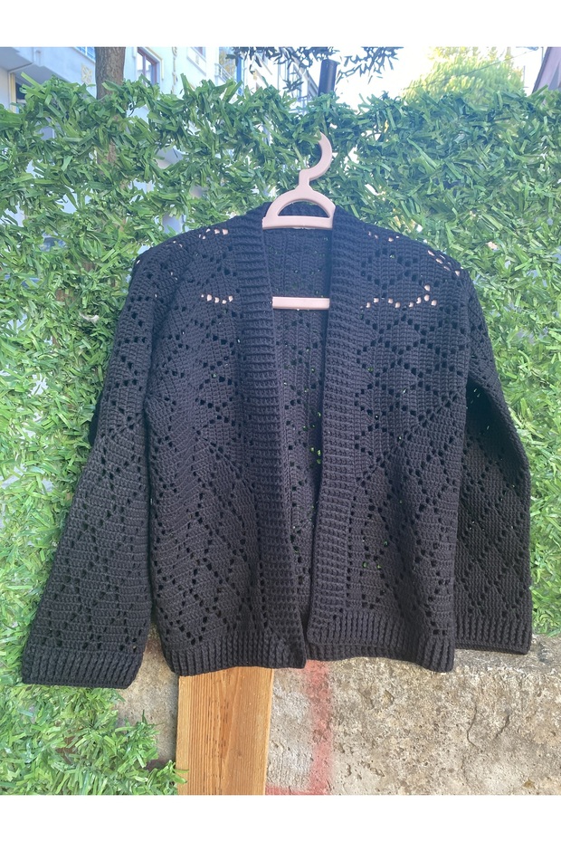 Knitted Hexagon Pattern Cardigan