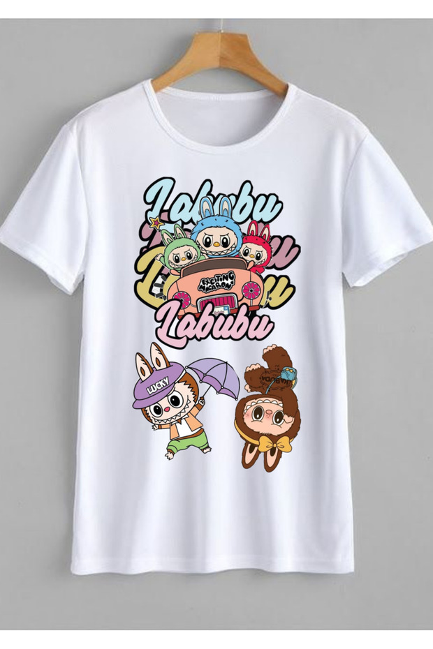 Labubu Multi T-Shirt 100% Cotton White Short Sleeve Model-3