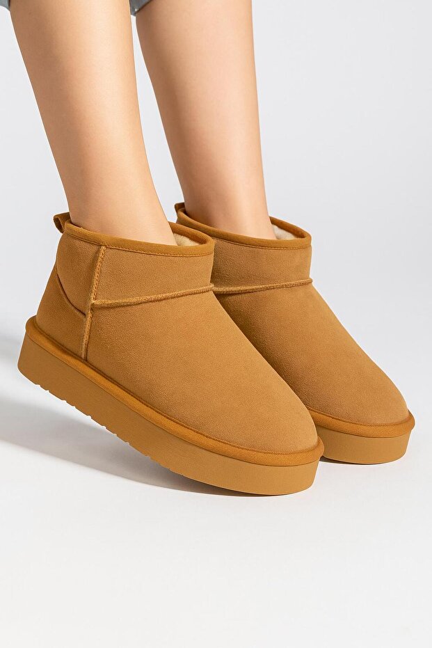 Women's Classic Mini Tan Shearling Suede Boots