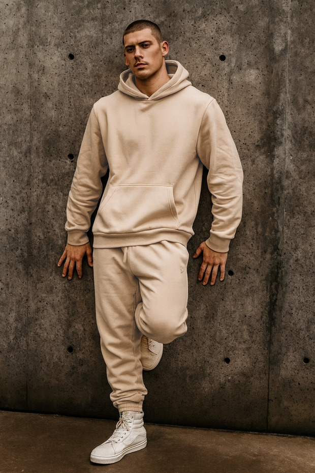 Unisex 3-Thread Fleece Oversized Tracksuit Set – Hooded Sweatshirt & Jogger Bottom – S/M/L/Xl