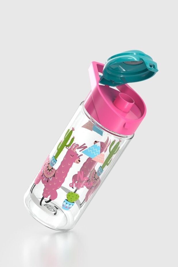 Juno Lama Desen 500 ml Tritan Pipetli Çocuk Matara 912089 Pembe - 2