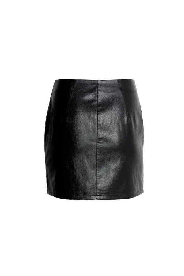 Suni Deri Mini Etek - 5