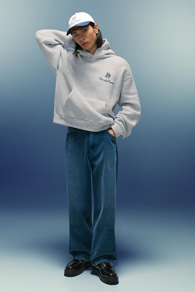 Baskılı kapüşonlu sweatshirt - 5