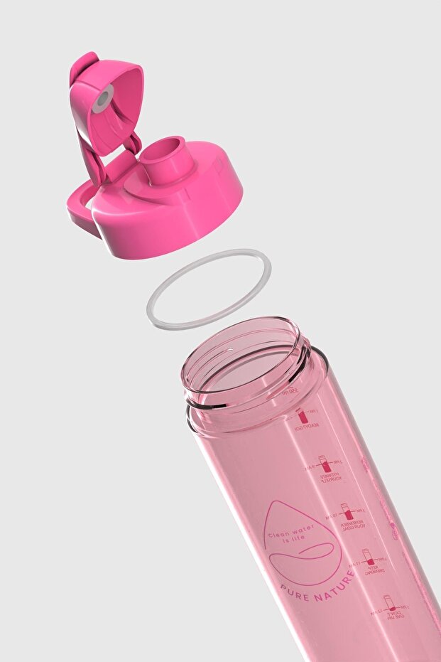 Lidya Text Patterned 630 ml Tritan Flask 912033 Fuchsia - 4