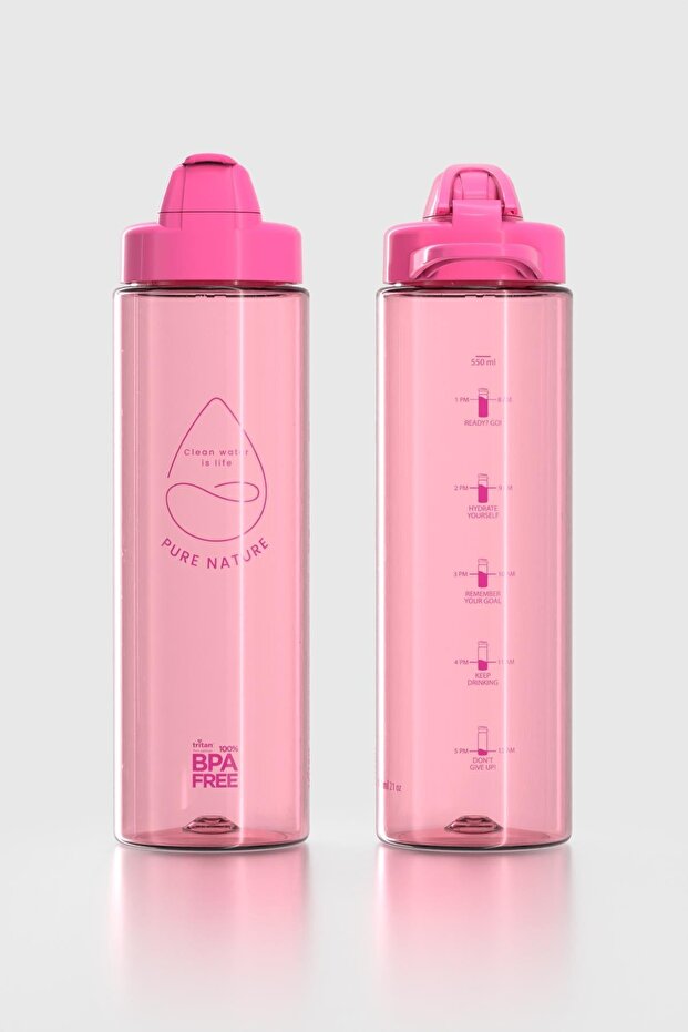 Lidya Text Patterned 630 ml Tritan Flask 912033 Fuchsia - 2