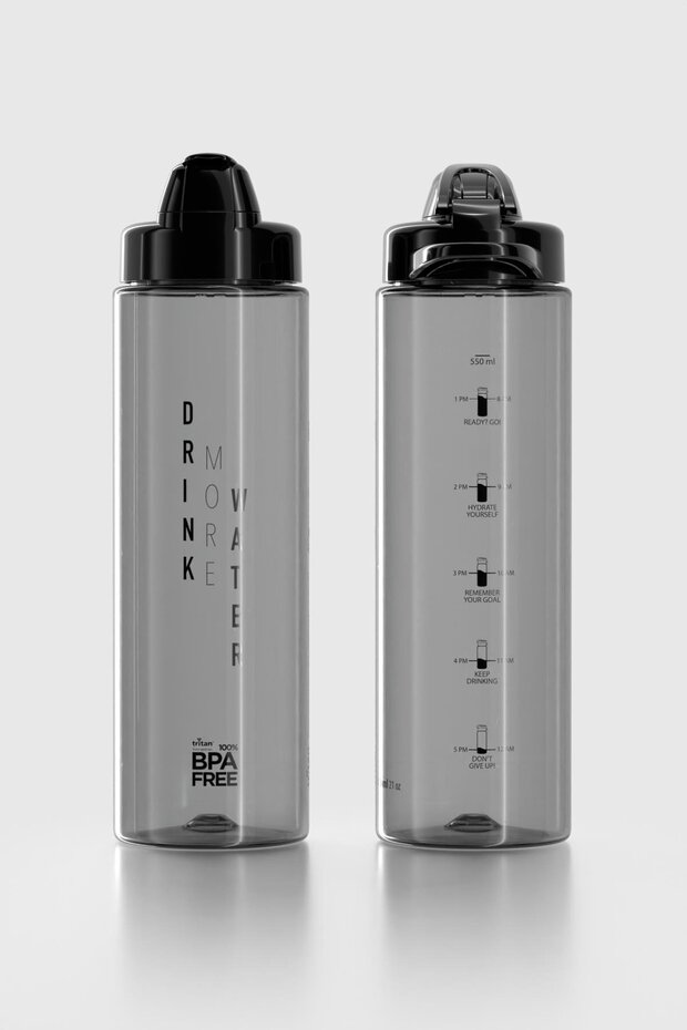 Lidya Text Patterned 630 ml Tritan Flask 912033 Black - 2