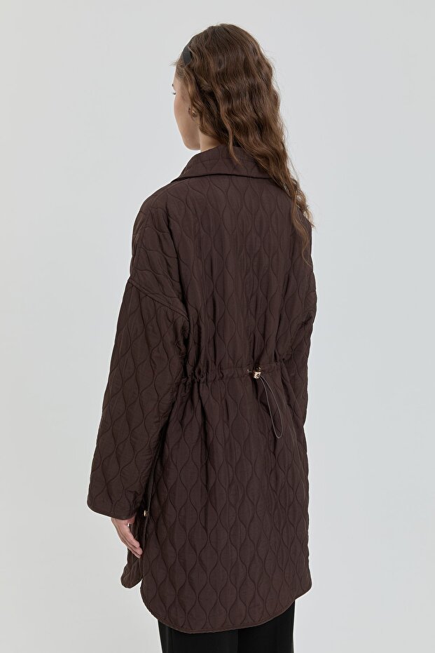 İnce Kapitone Yanları Çıt Çıt Detaylı Kap Kahve - 6