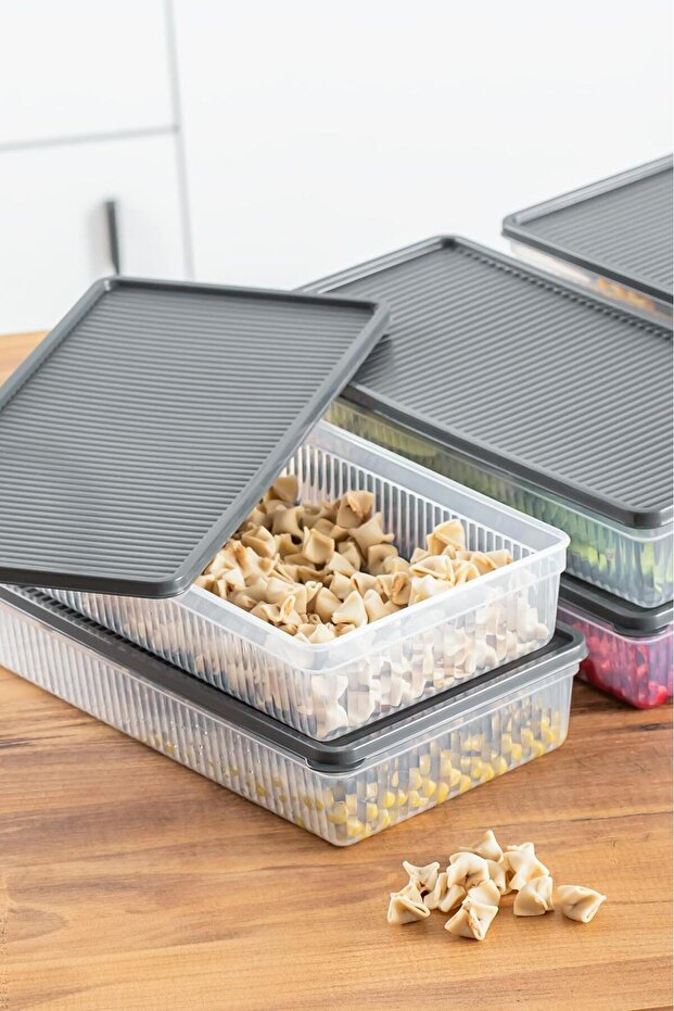 3 Pieces Freshbox 2 Liter Refrigerator Storage Container - Freezer Ice Box Container with Lid - 4